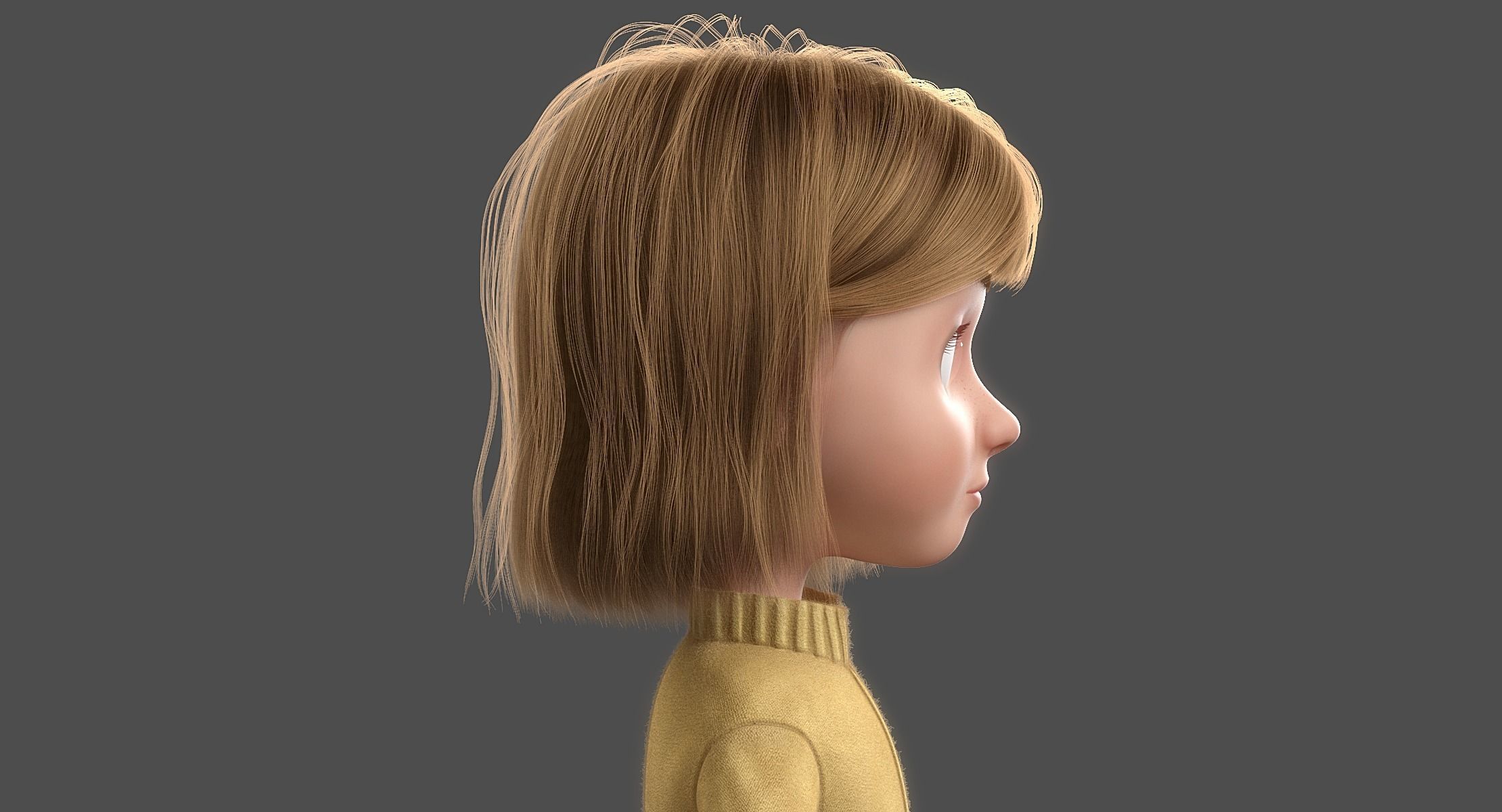 Cartoon Girl NoRigged 3D model_3