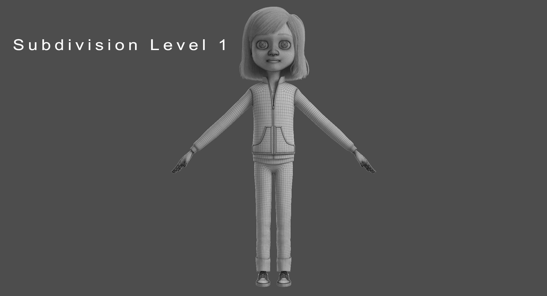 Cartoon Girl NoRigged 3D model_12