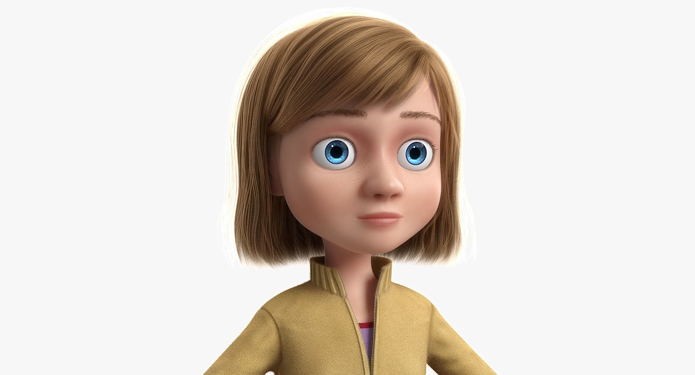 Cartoon Girl NoRigged 3D model_0
