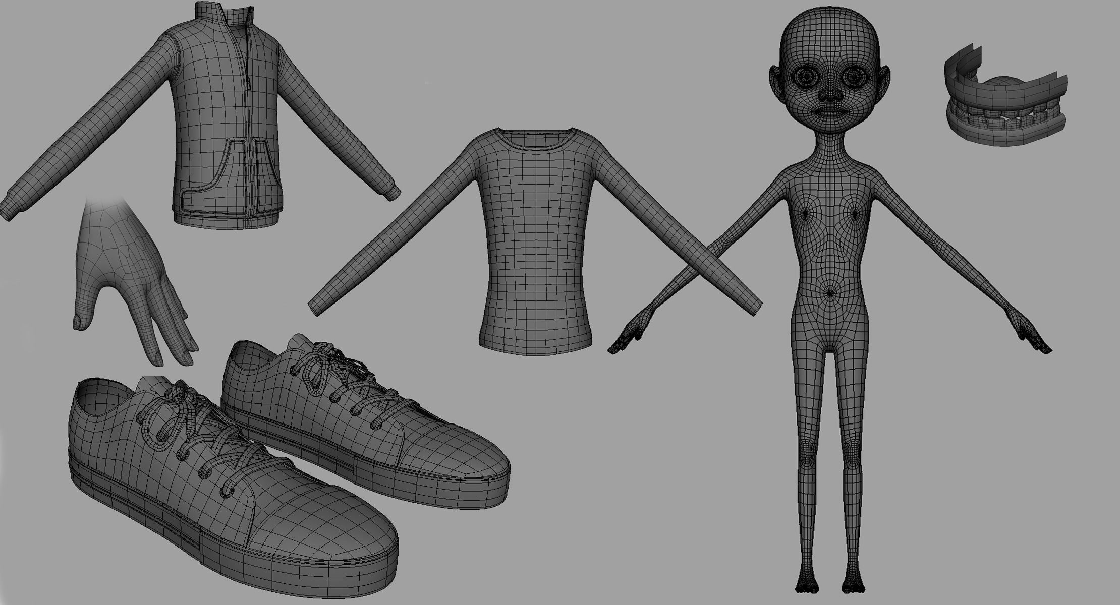 Cartoon Girl NoRigged 3D model_17