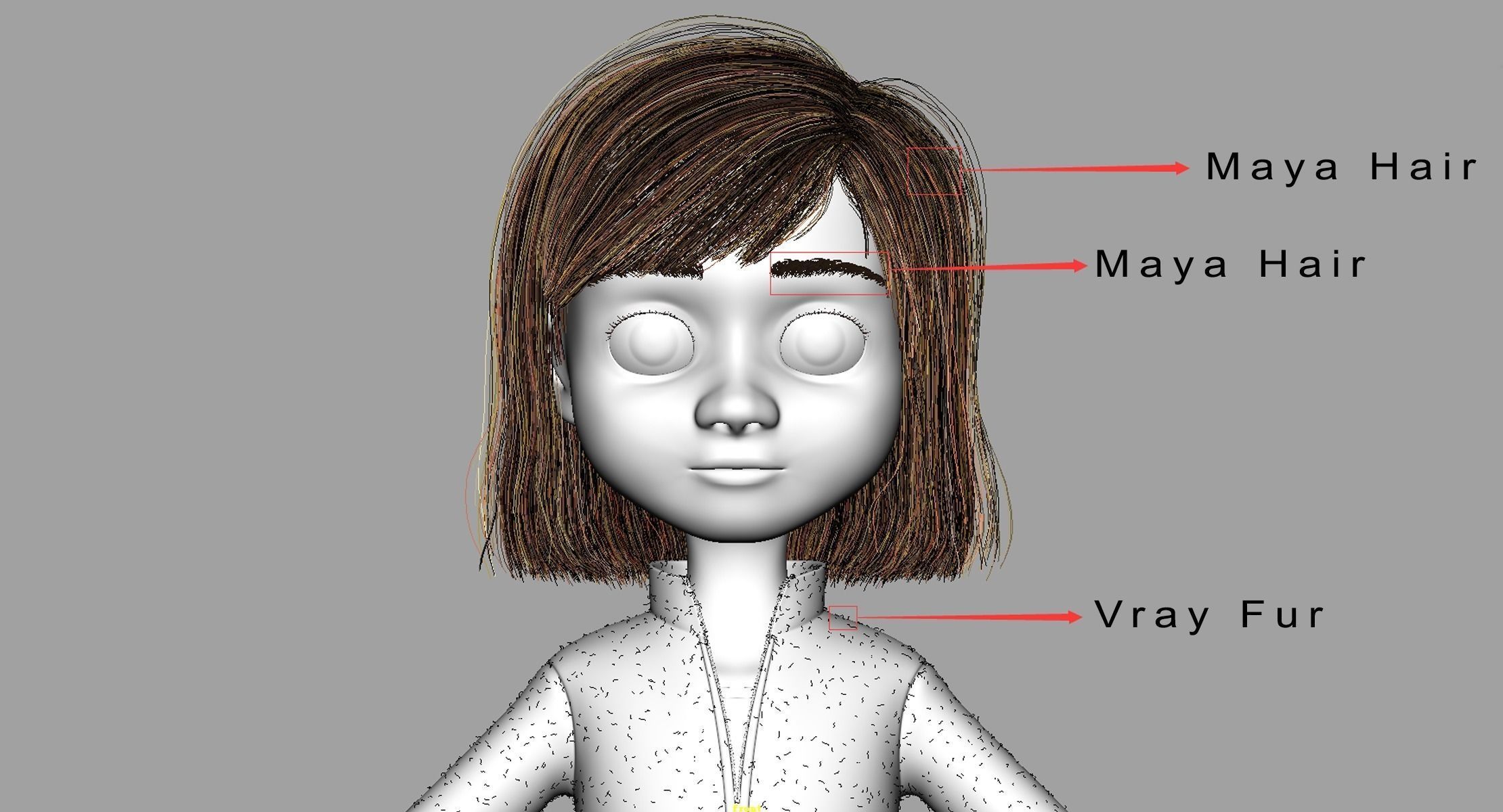 Cartoon Girl NoRigged 3D model_18