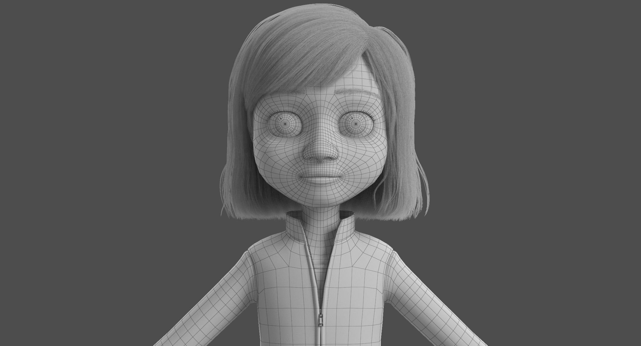 Cartoon Girl NoRigged 3D model_14