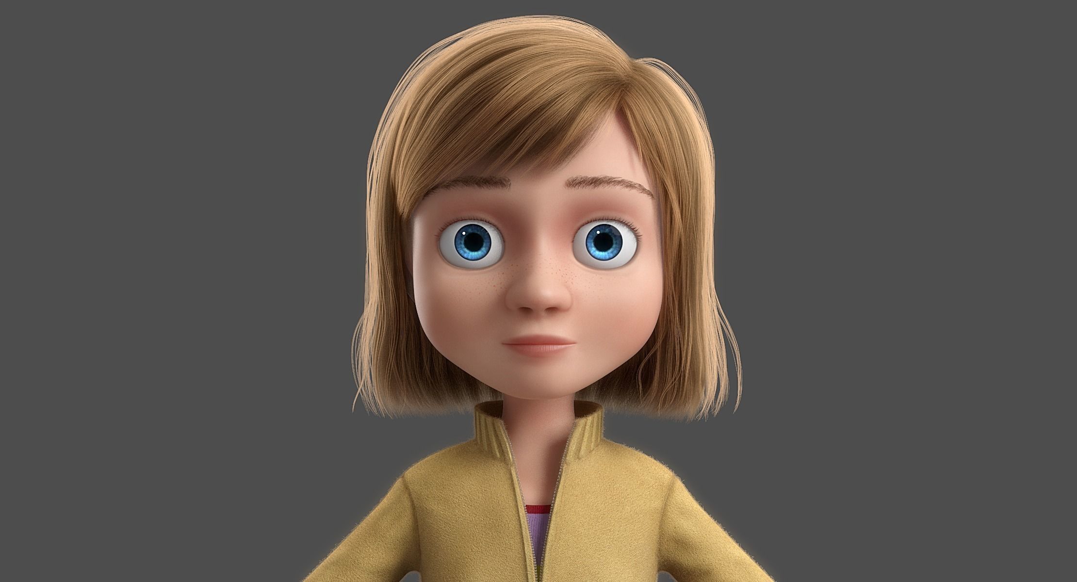 Cartoon Girl NoRigged 3D model_2