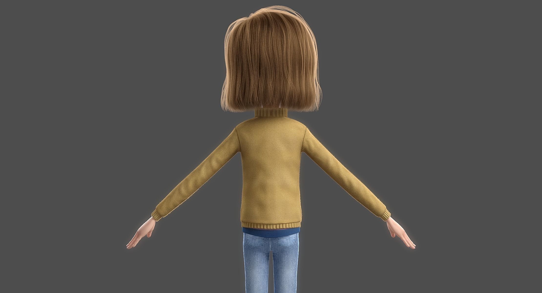 Cartoon Girl NoRigged 3D model_8