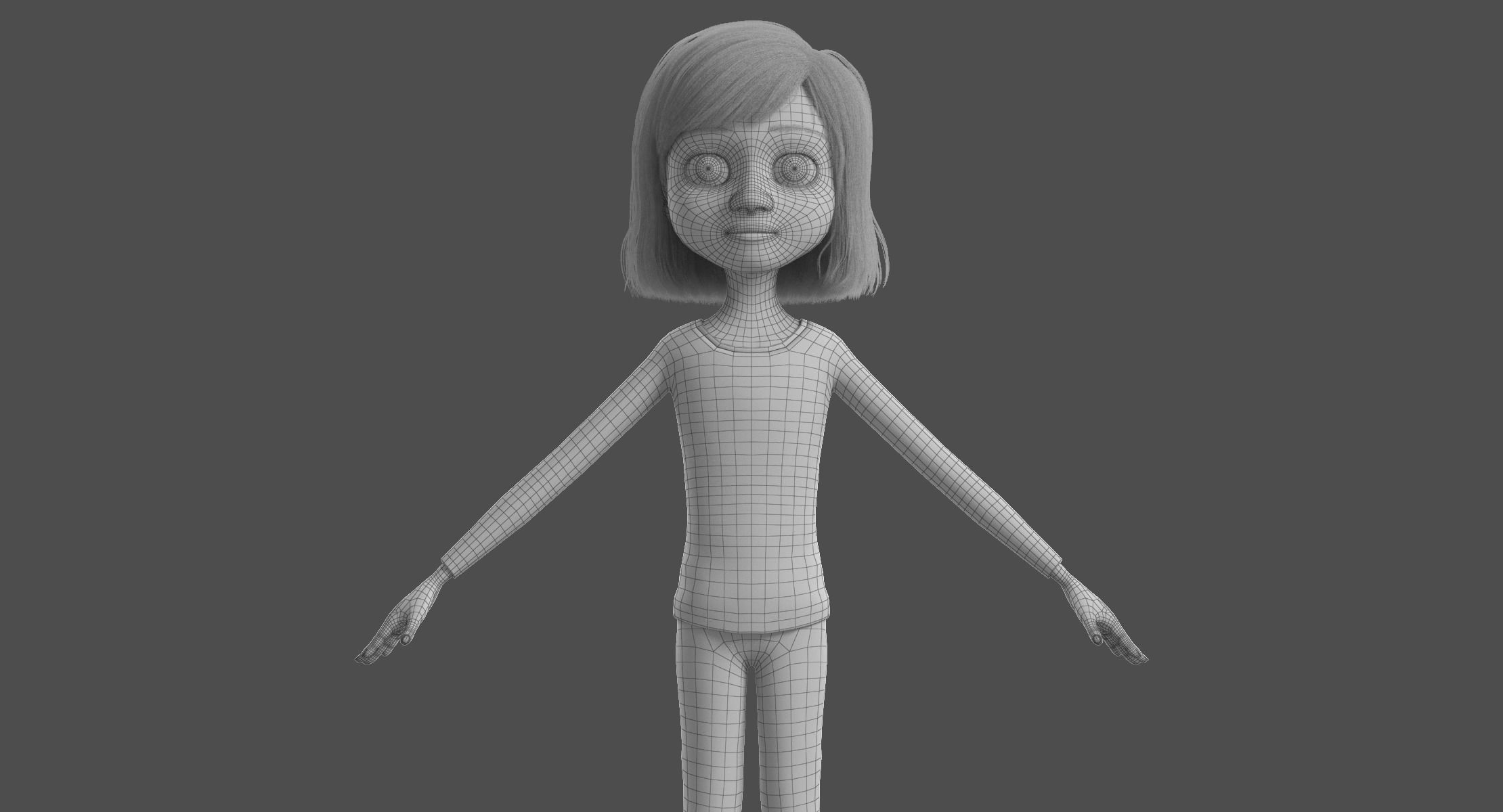 Cartoon Girl NoRigged 3D model_15
