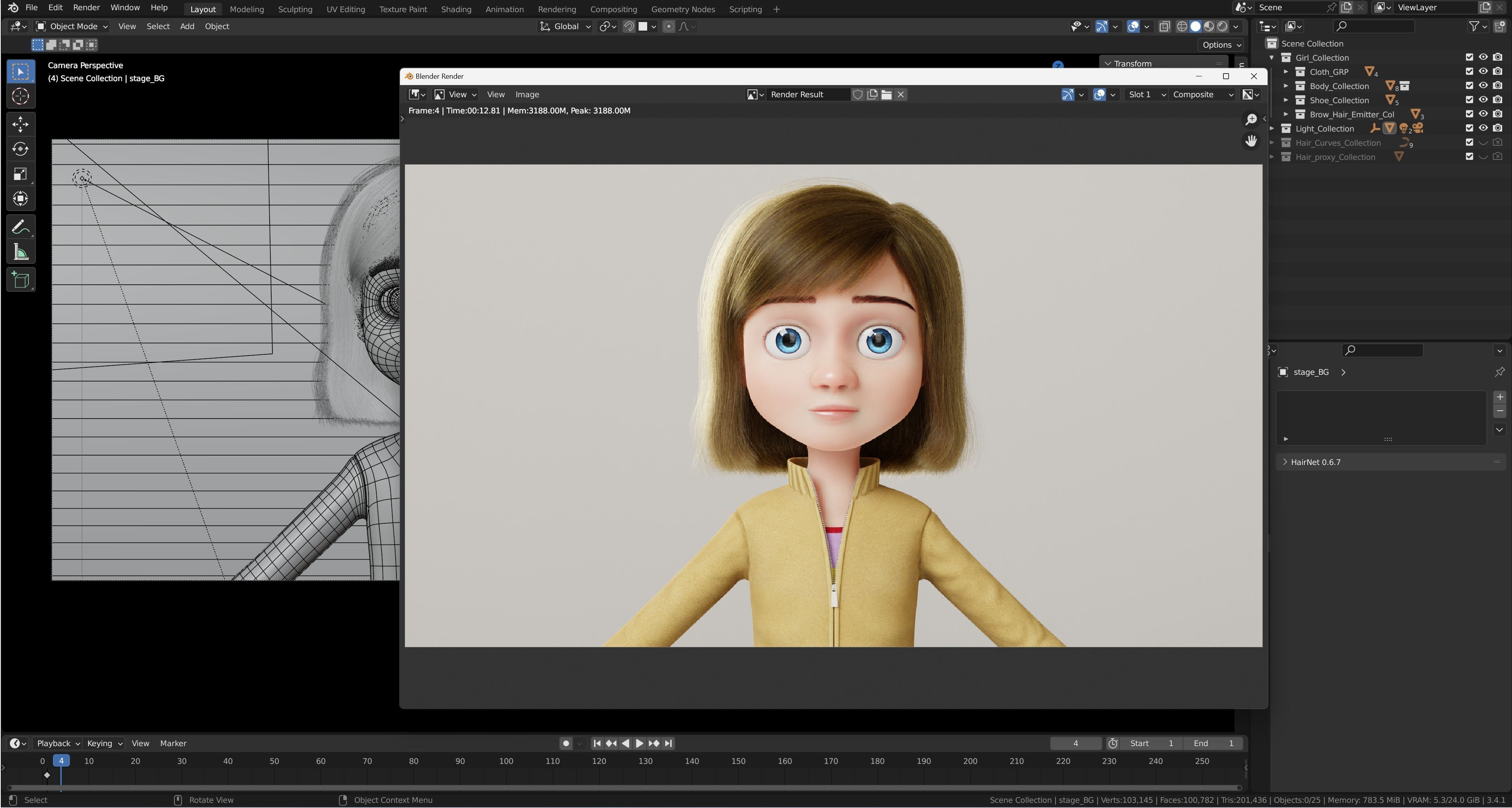 Cartoon Girl NoRigged 3D model_25