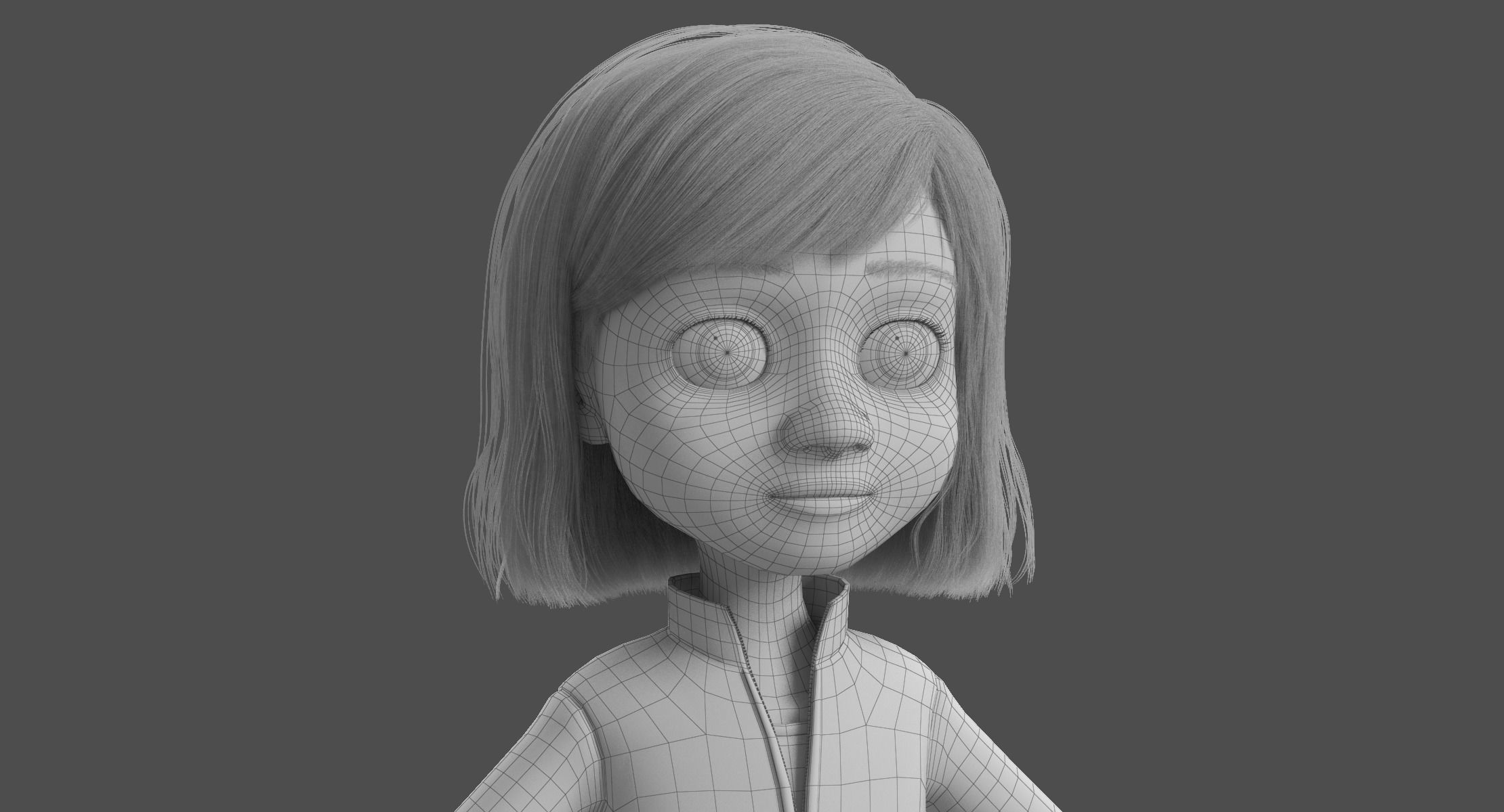 Cartoon Girl NoRigged 3D model_16