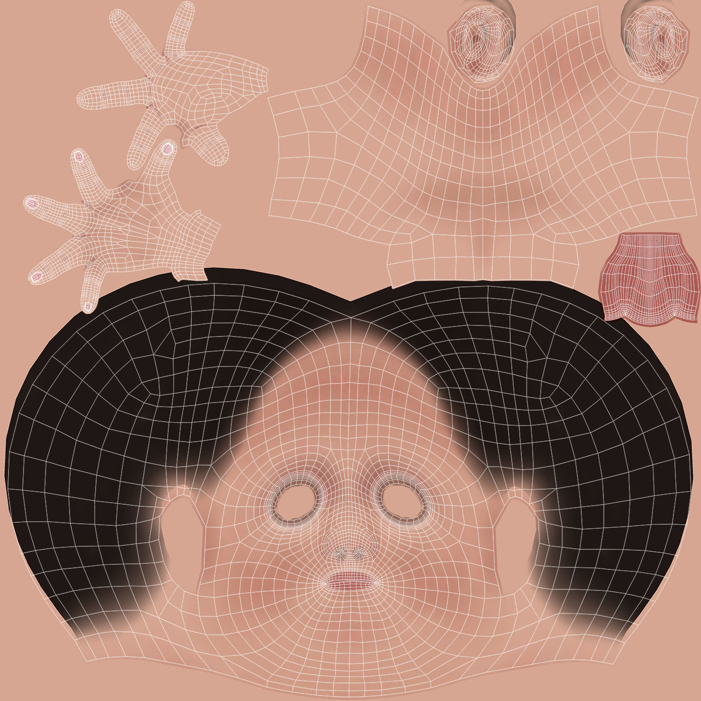 Cartoon Girl NoRigged 3D model_23