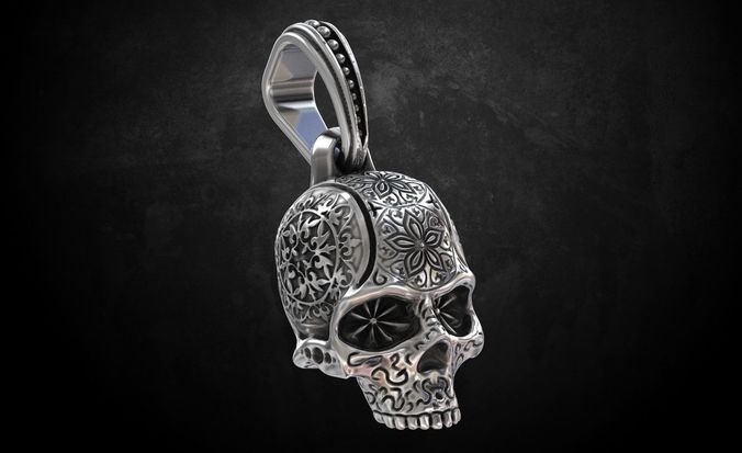 Pendant skull with patterns 205 3D print model