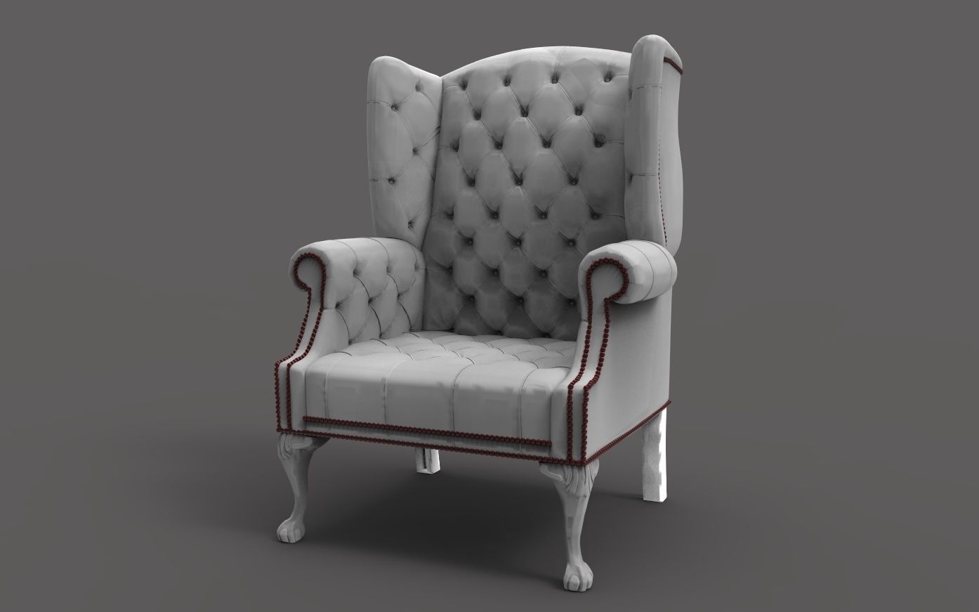 Armchair with chesterfield AC0002 3D print model_3