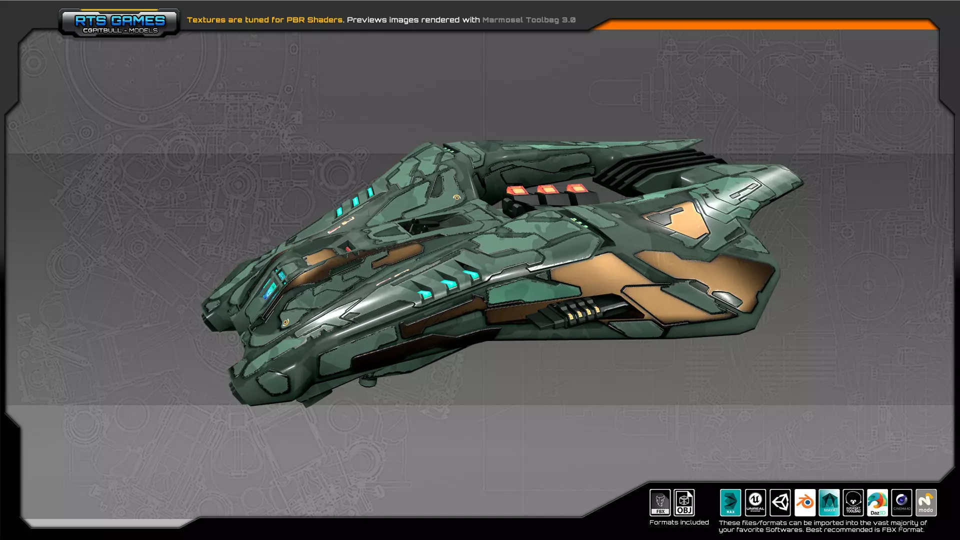 SF Fighter CR2 Low-poly 3D model_0