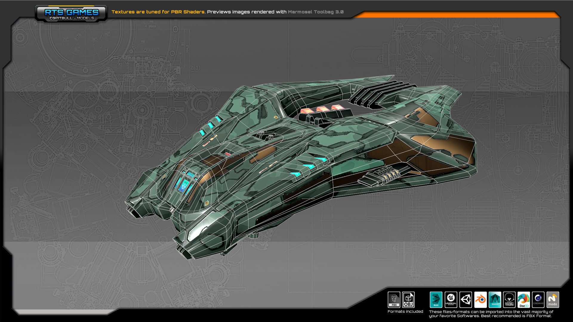 SF Fighter CR2 Low-poly 3D model_5