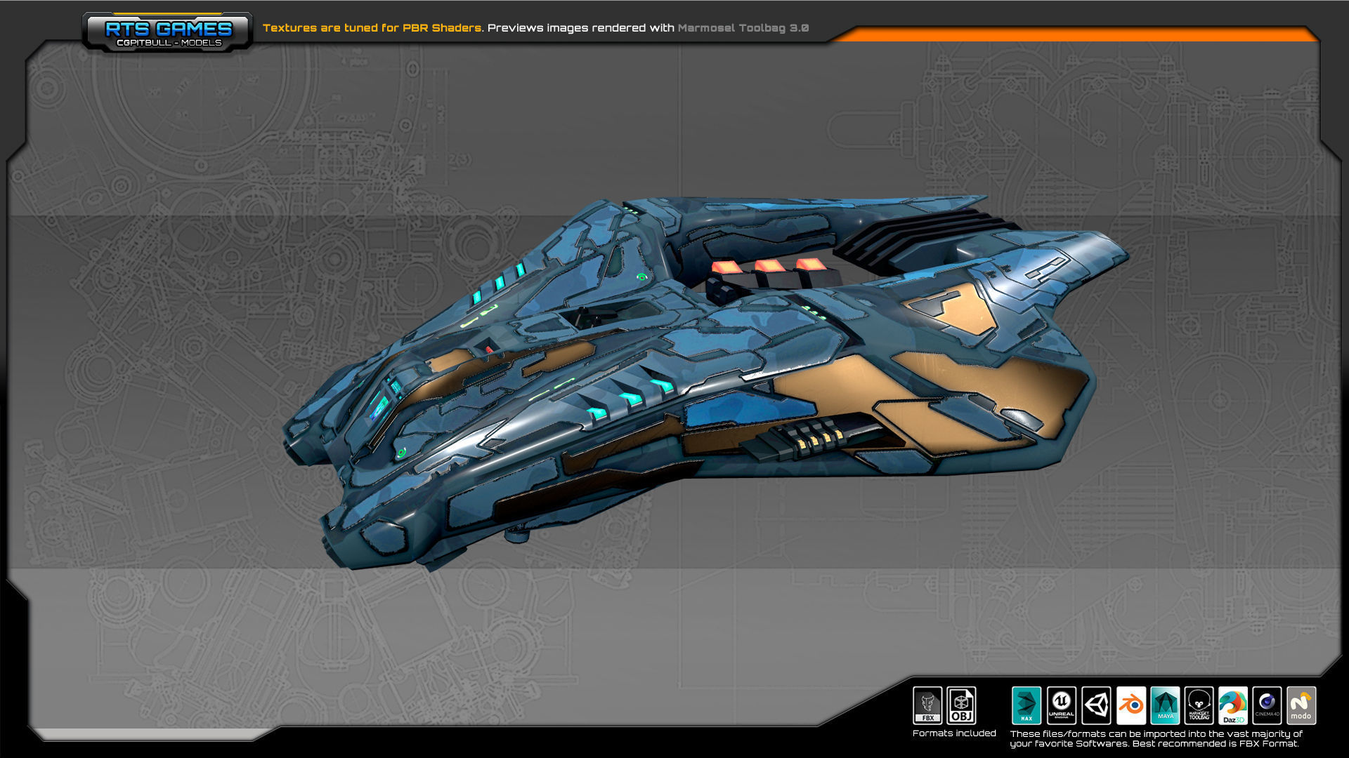 SF Fighter CR2 Low-poly 3D model_2