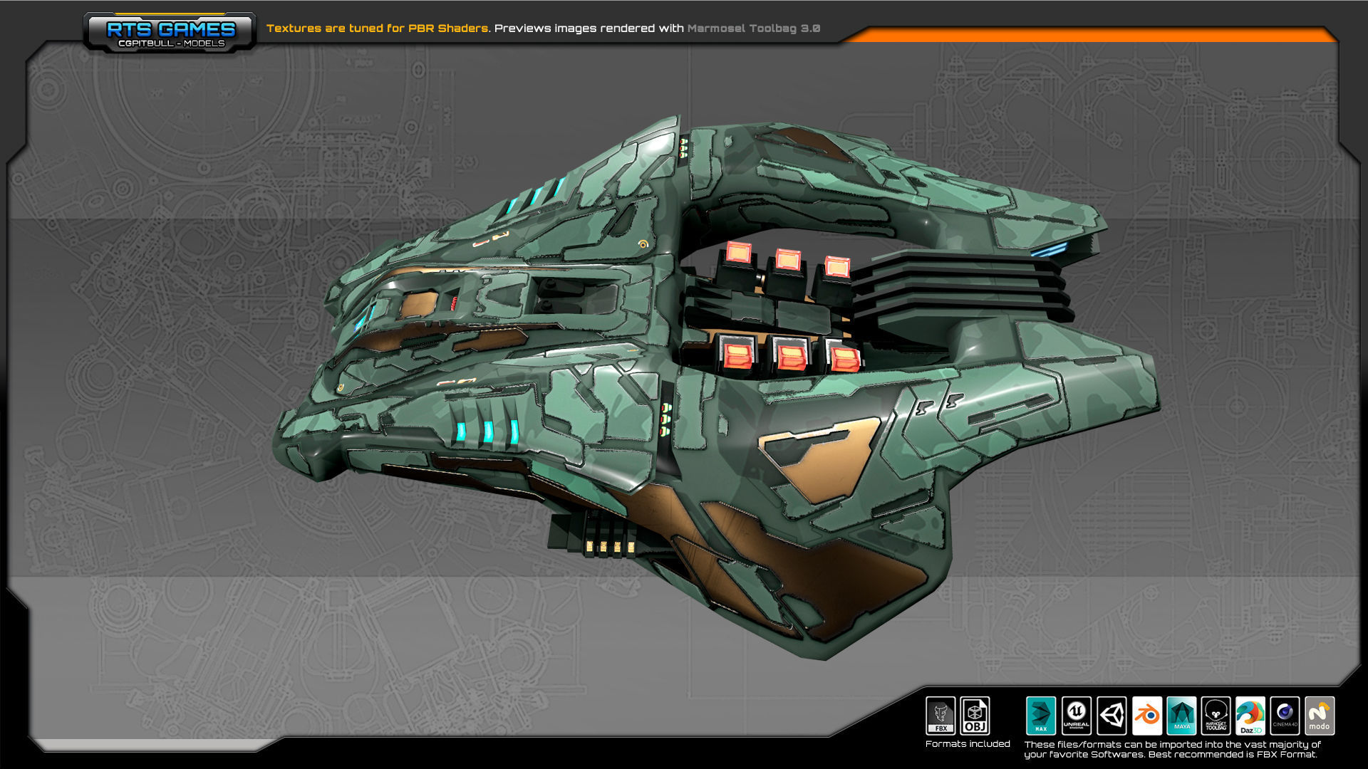 SF Fighter CR2 Low-poly 3D model_3