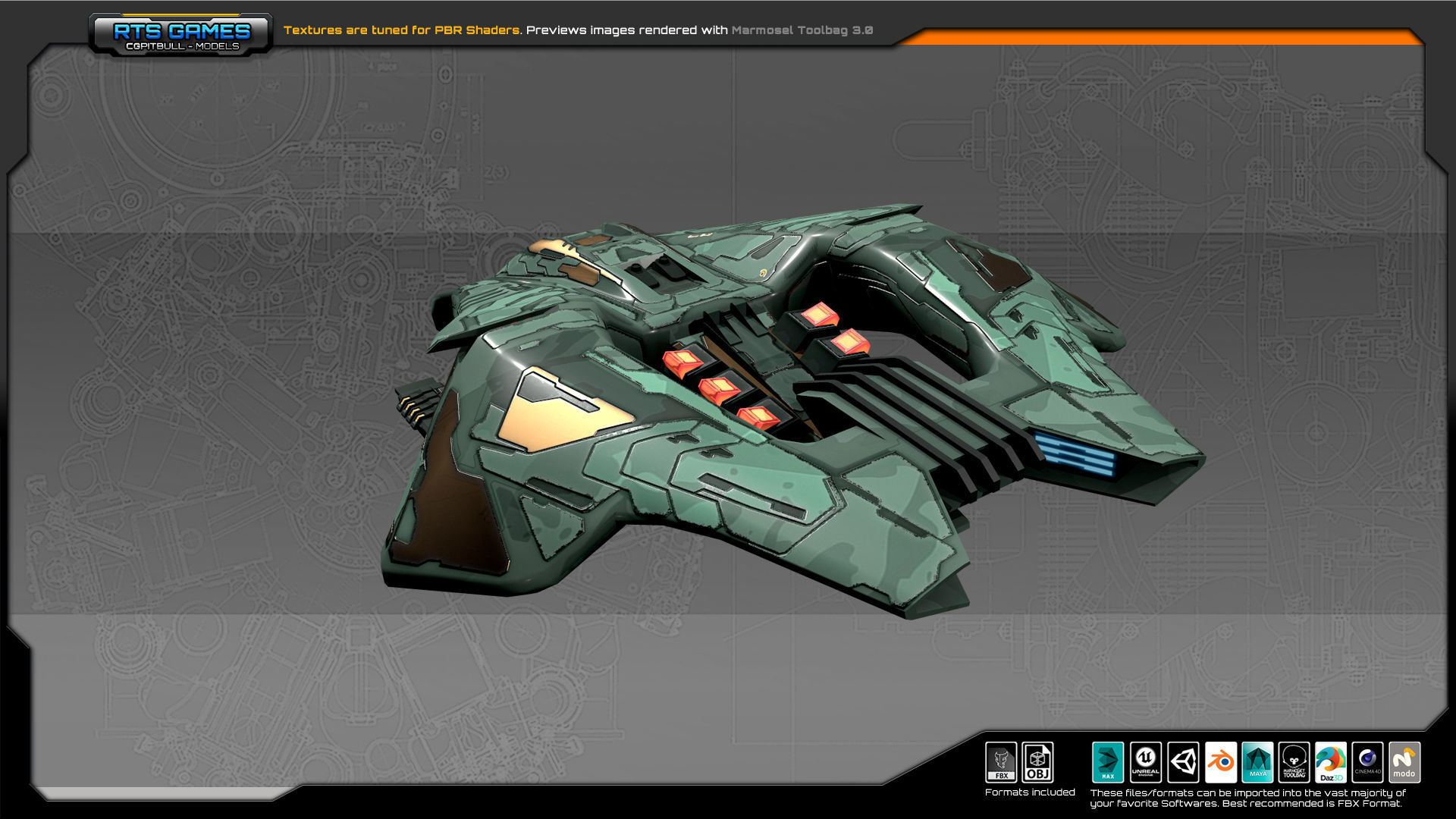 SF Fighter CR2 Low-poly 3D model_4