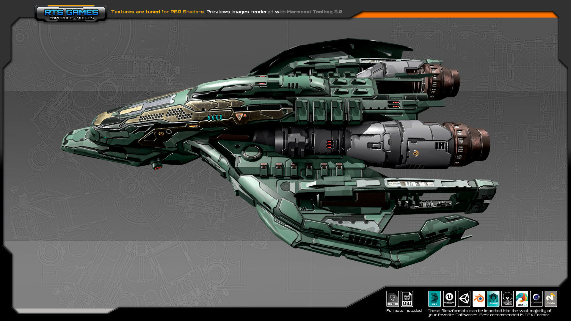 SF Frigate CR4 Low-poly 3D model_3