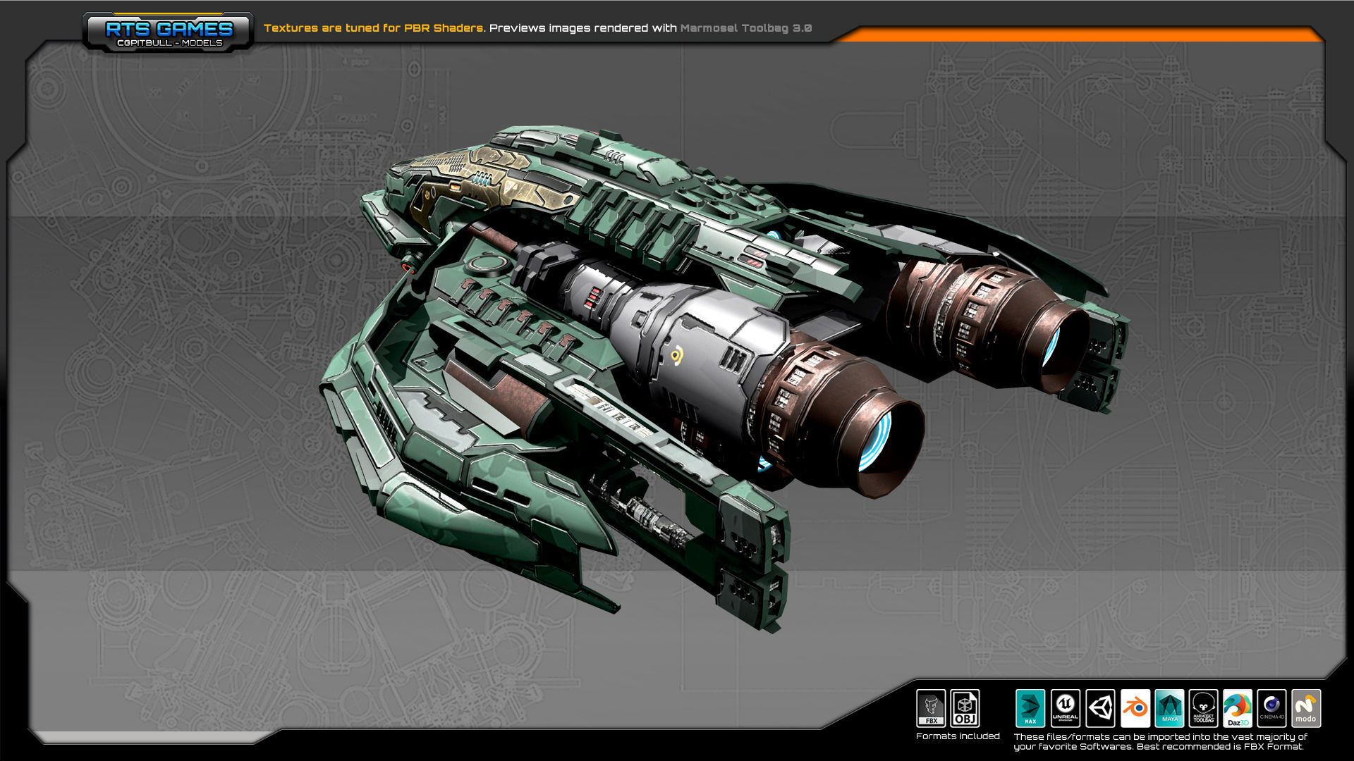 SF Frigate CR4 Low-poly 3D model_4