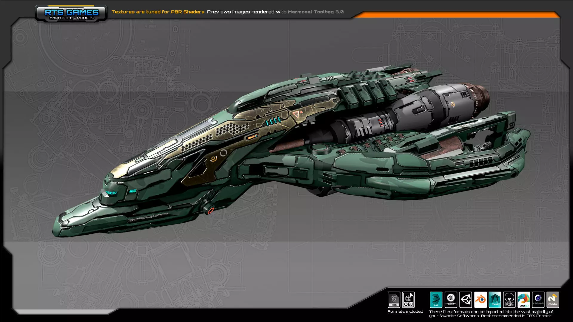 SF Frigate CR4 Low-poly 3D model_0