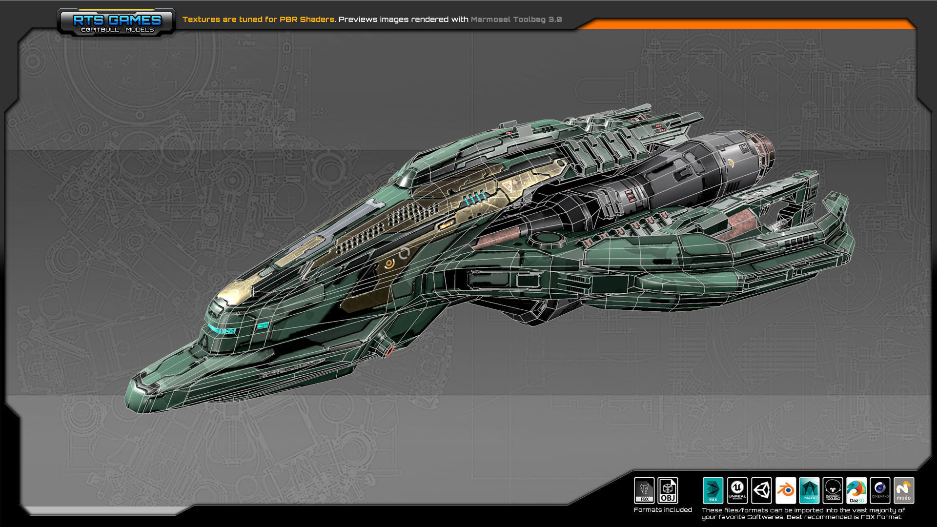 SF Frigate CR4 Low-poly 3D model_5