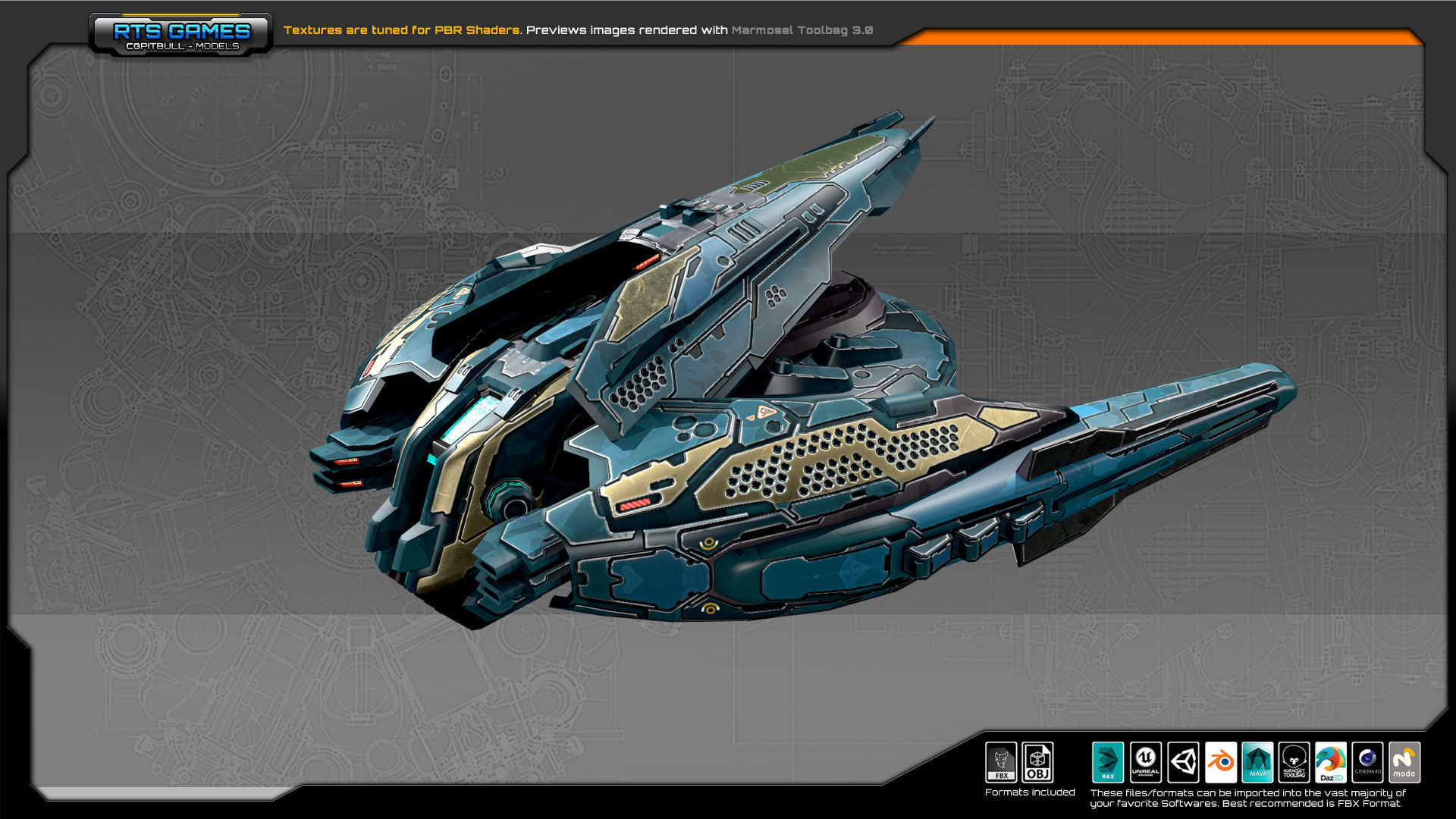 SF Gunship CR5 Low-poly 3D model_2