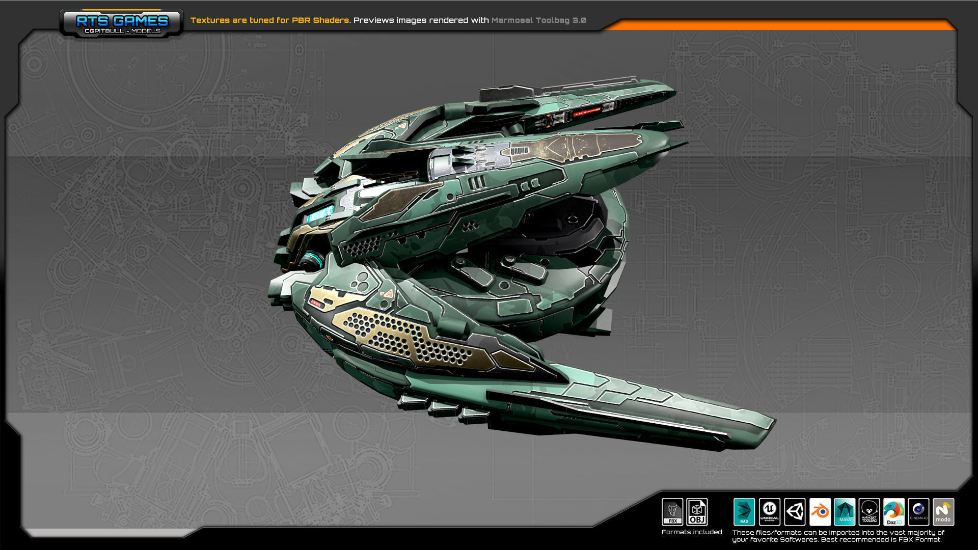 SF Gunship CR5 Low-poly 3D model_3