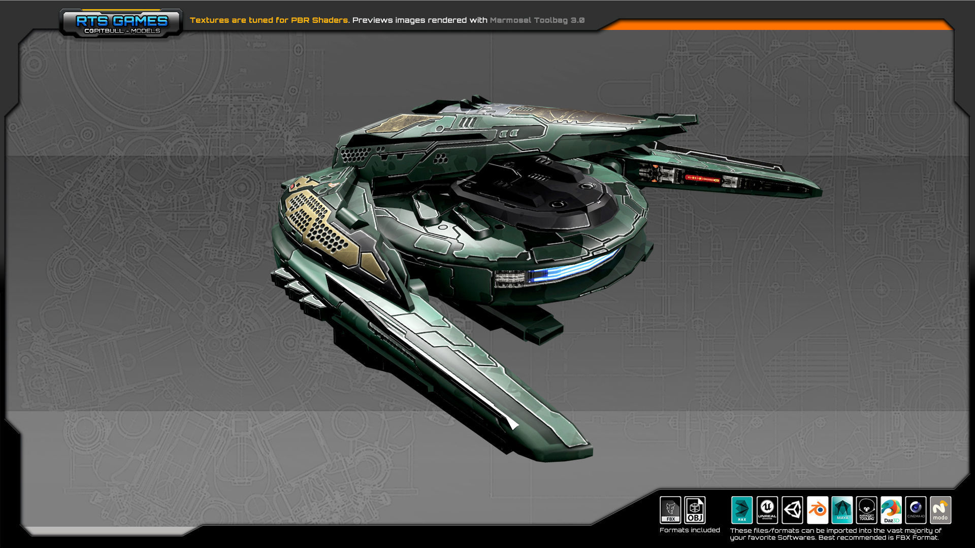 SF Gunship CR5 Low-poly 3D model_4