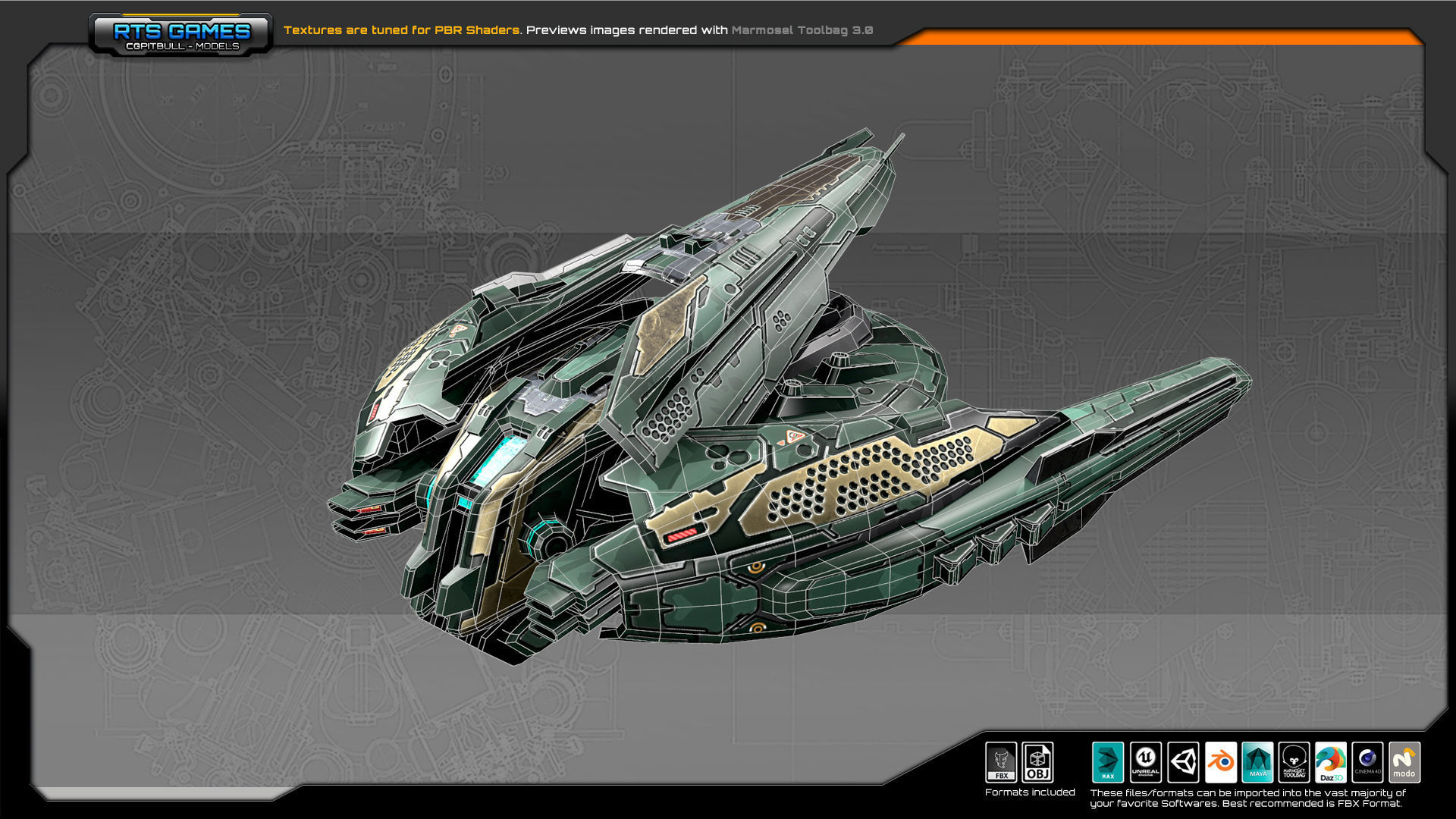 SF Gunship CR5 Low-poly 3D model_5