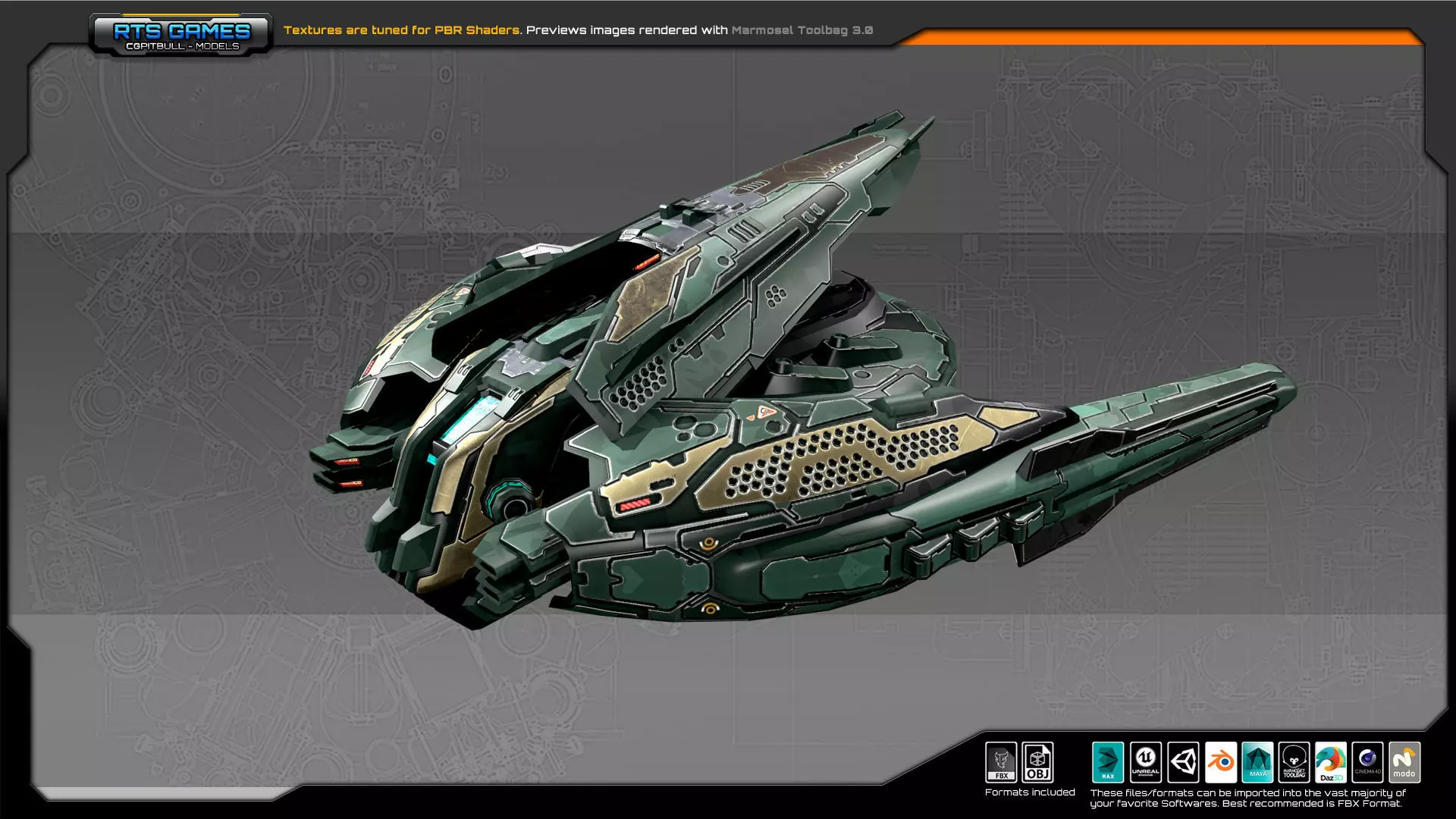 SF Gunship CR5 Low-poly 3D model_0