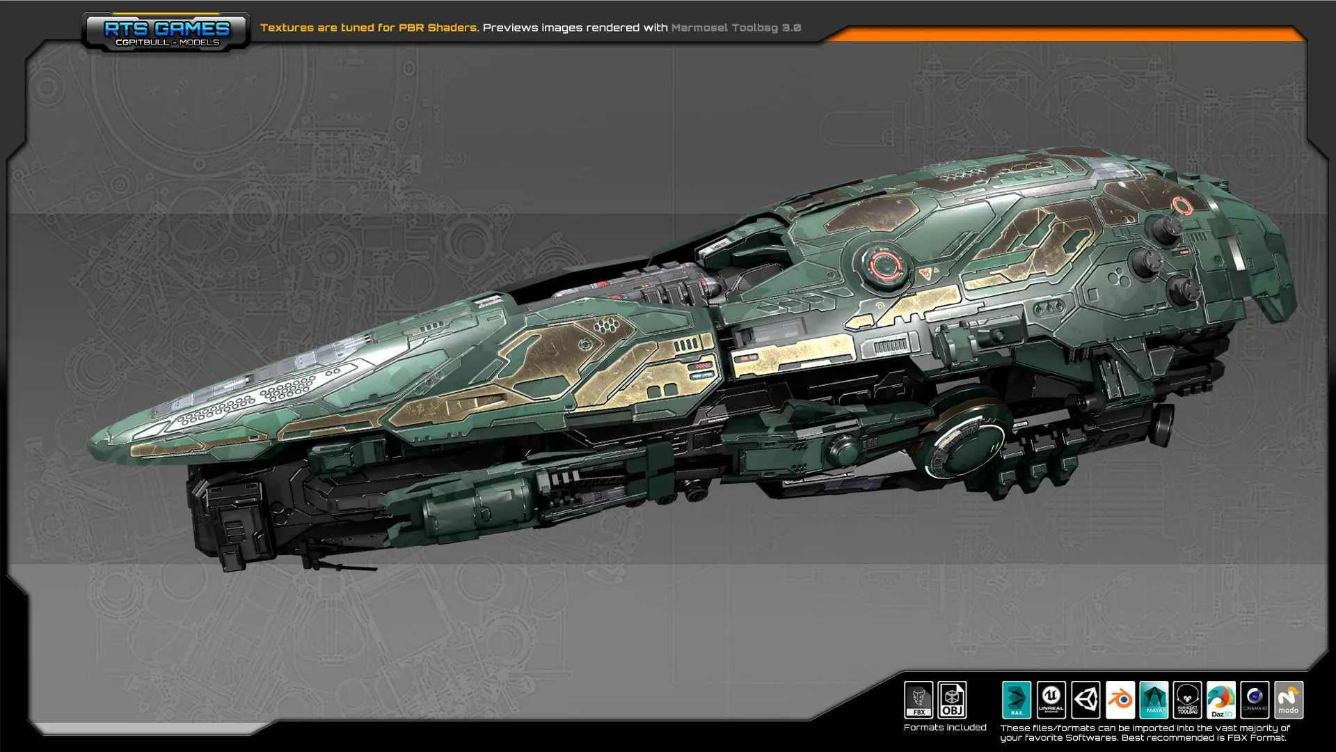 SF Dreadnought CR6 Low-poly 3D model