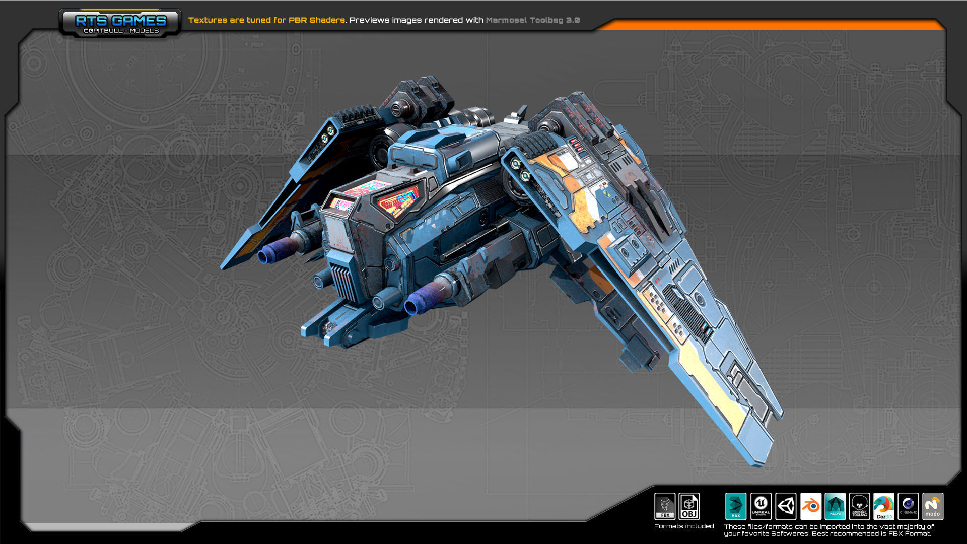 SF Bomber RK5 Low-poly 3D model_2