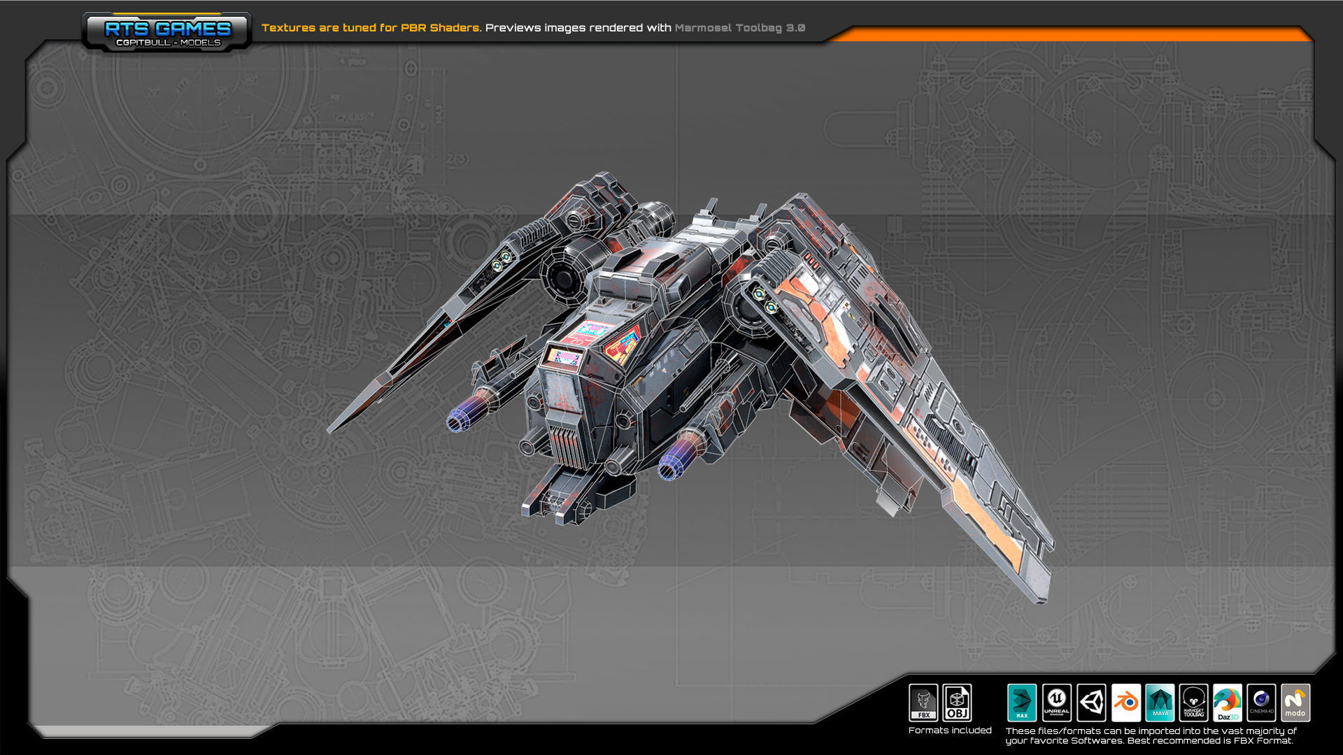 SF Bomber RK5 Low-poly 3D model_5