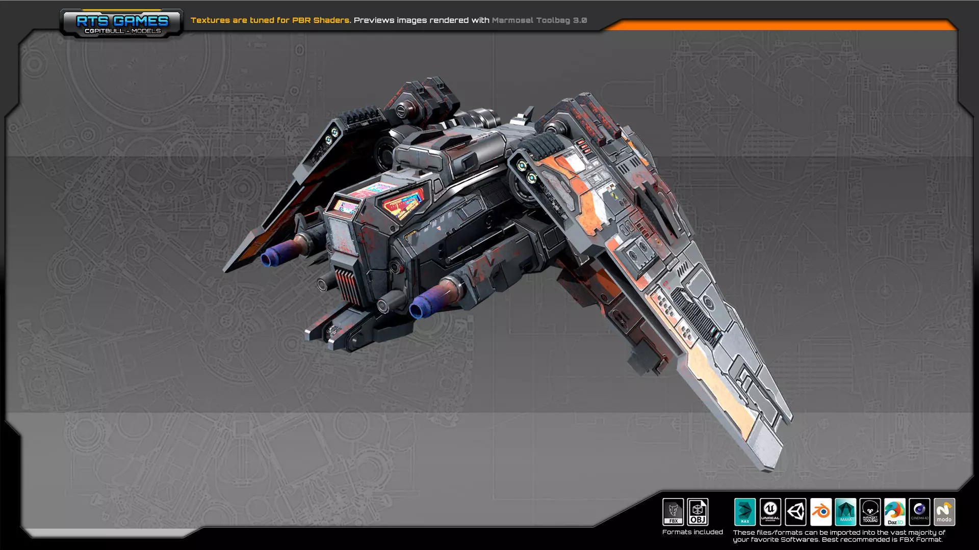 SF Bomber RK5 Low-poly 3D model_0