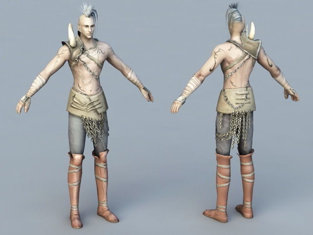 Male Barbarian Hunter Free 3D model