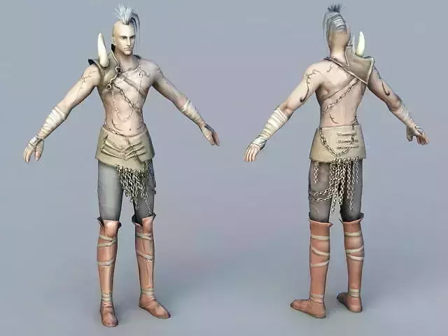 Male Barbarian Hunter Free 3D model