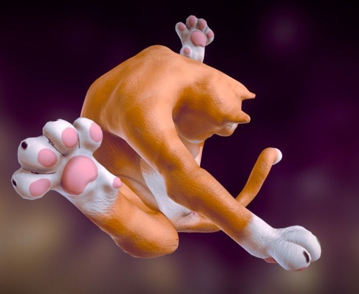 Licking Cat Free low-poly 3D model_2