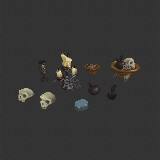 Dungeon Entourage Set - Low Poly Hand Painted Low-poly 3D model_14