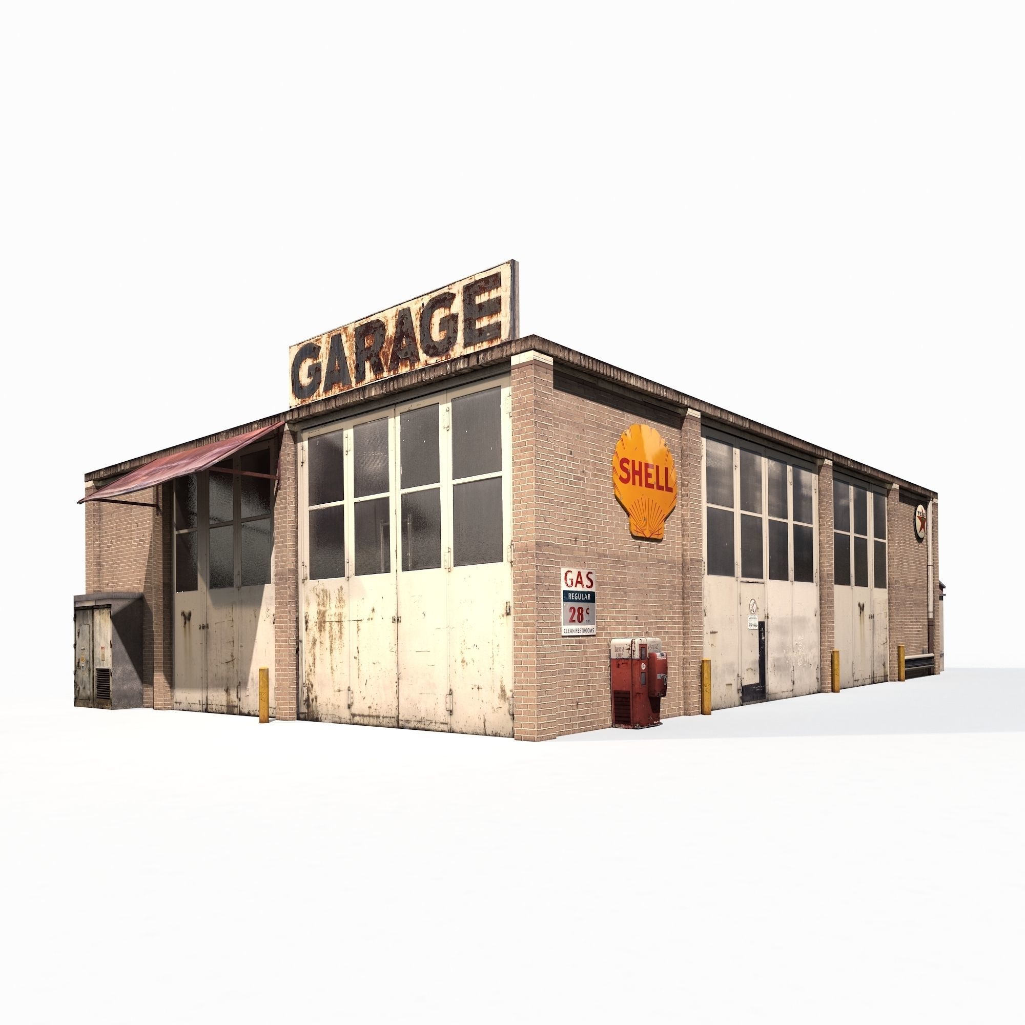 Garage Building 188 Low Poly Low-poly 3D model_1