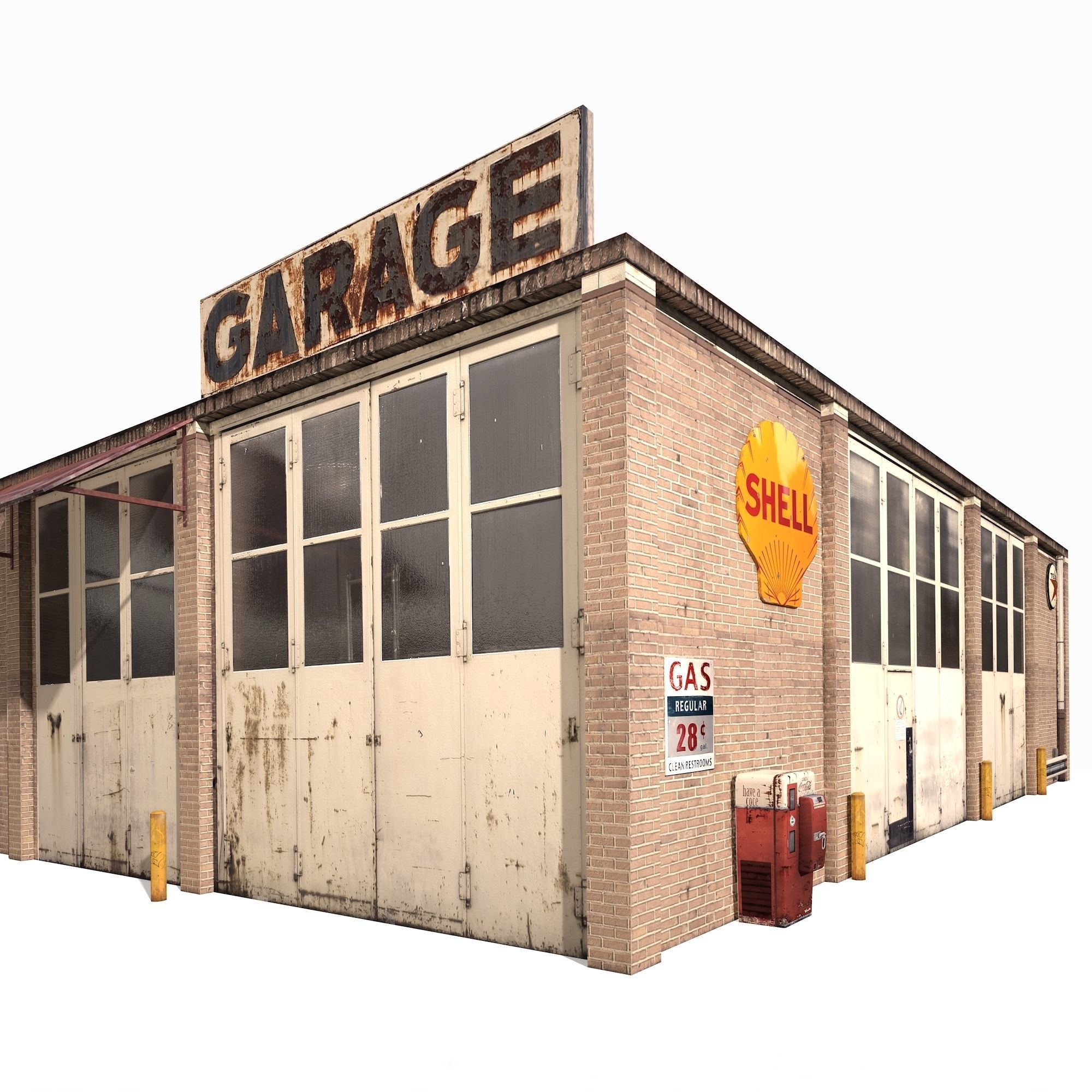 Garage Building 188 Low Poly Low-poly 3D model_9