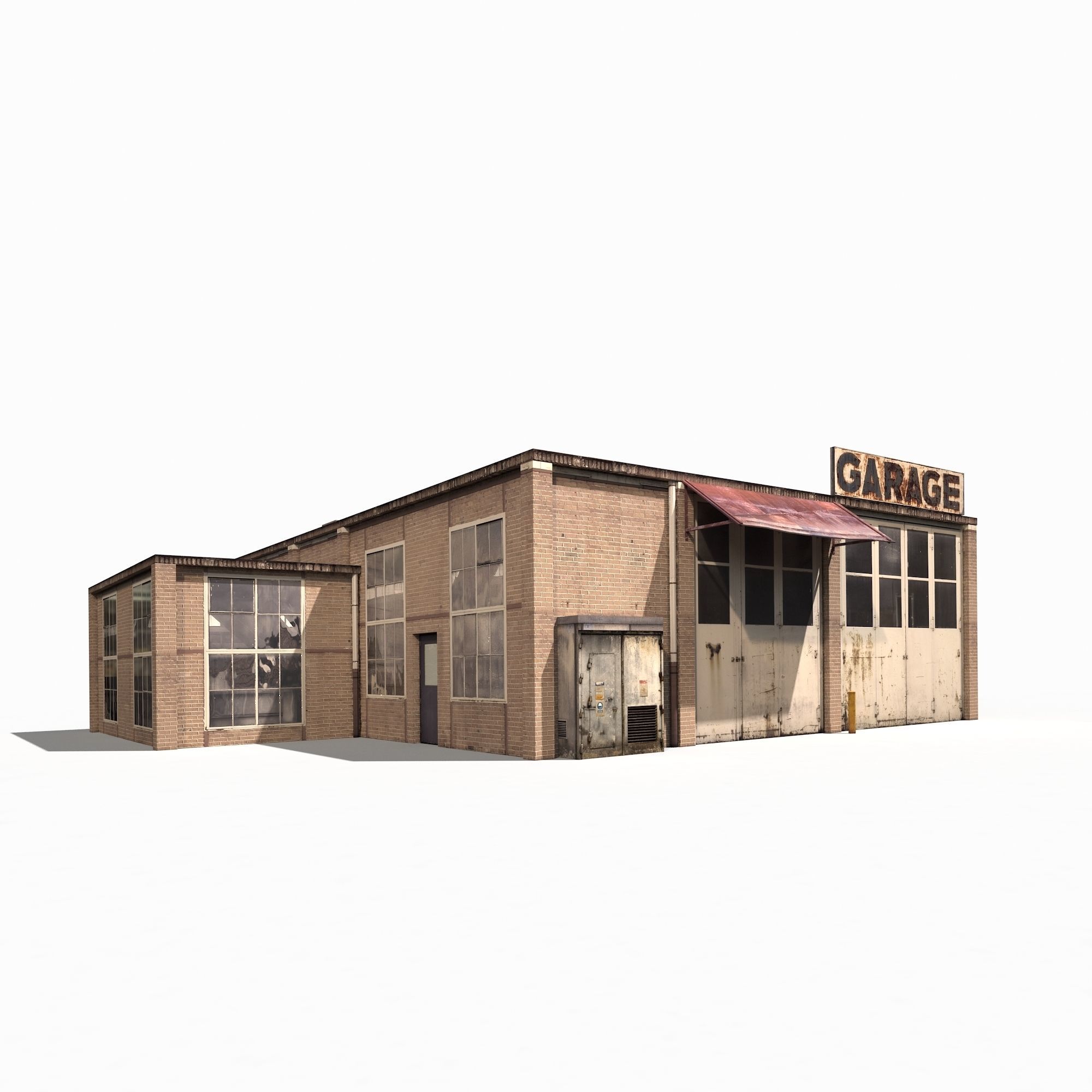 Garage Building 188 Low Poly Low-poly 3D model_4
