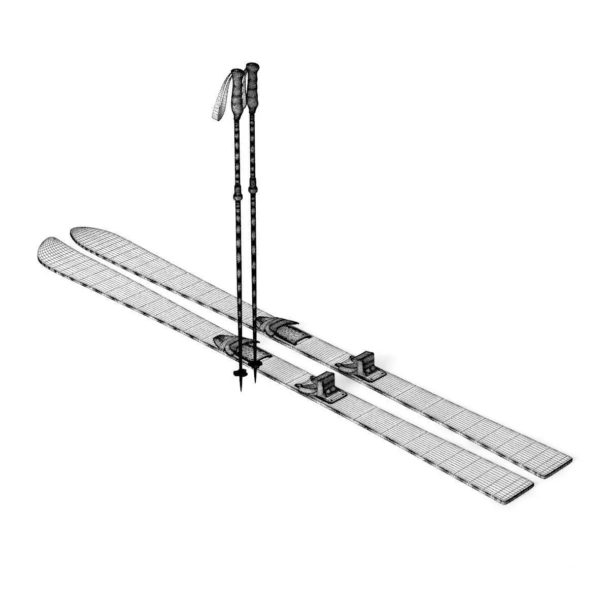Ski with Sticks 3D model