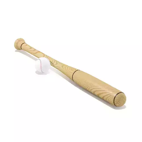 Baseball Bat and a Ball 3D model