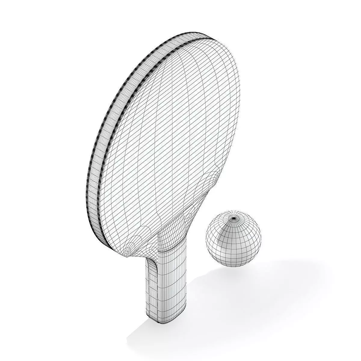 Table Tennis Racket and Ball 3D model_5