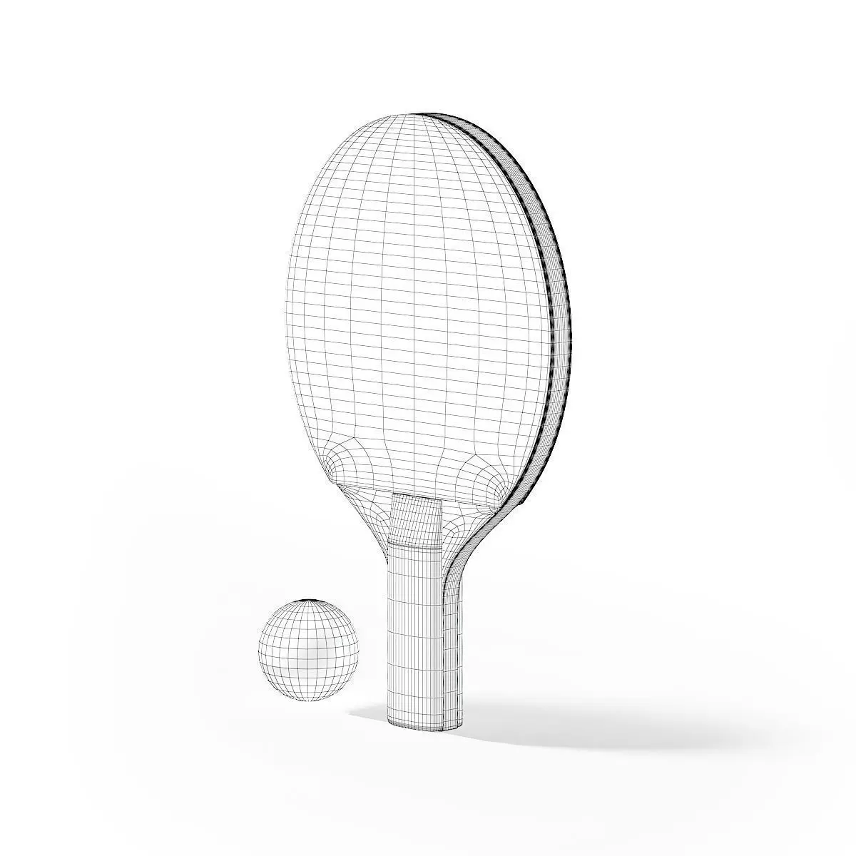 Table Tennis Racket and Ball 3D model_1