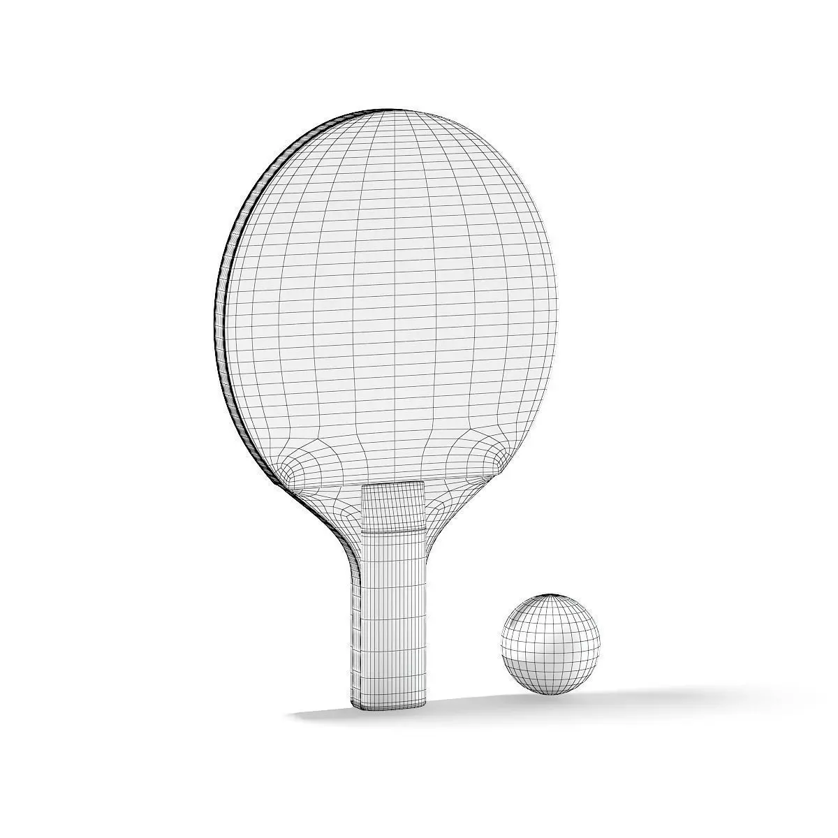 Table Tennis Racket and Ball 3D model_2