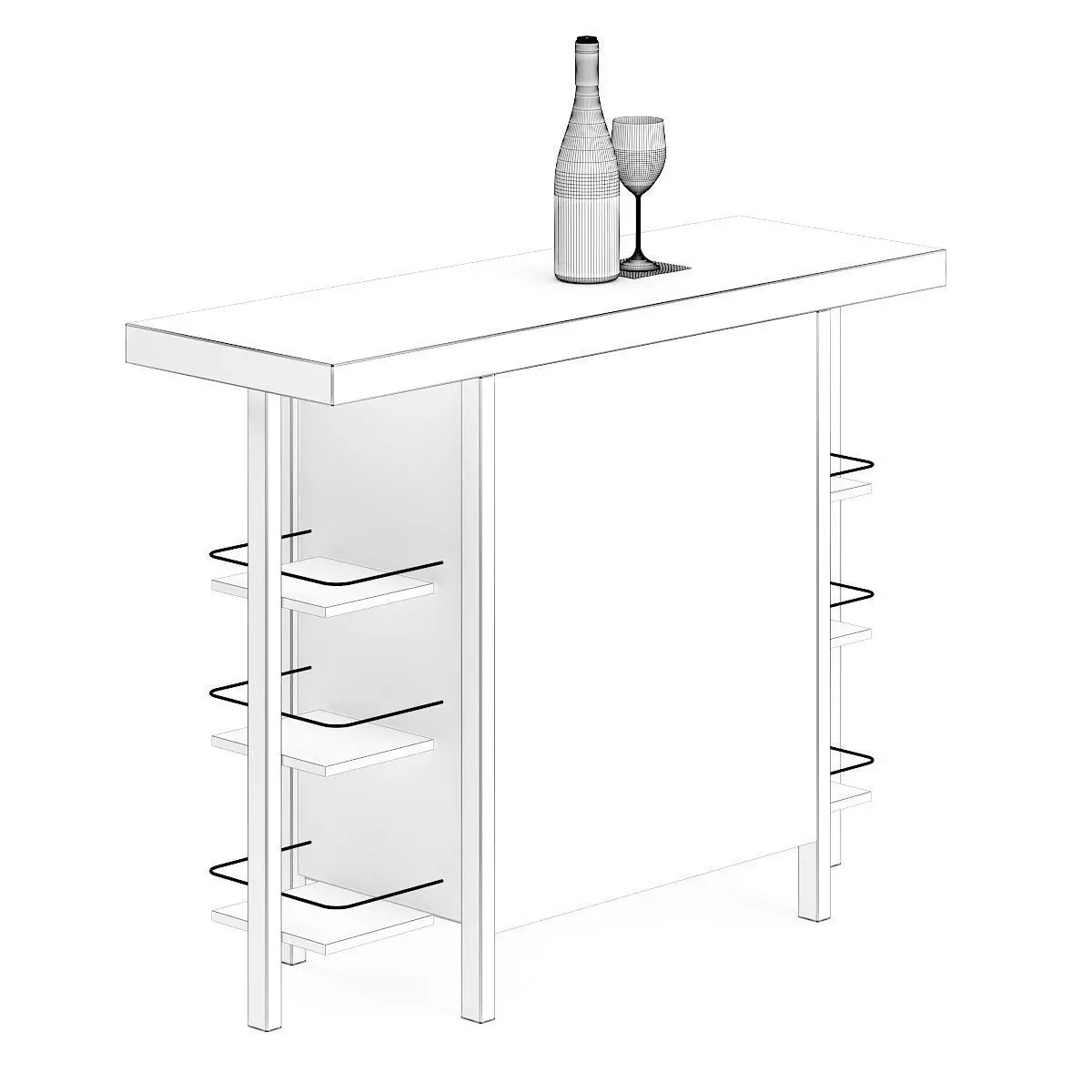 Mini Bar Table 3D model_5