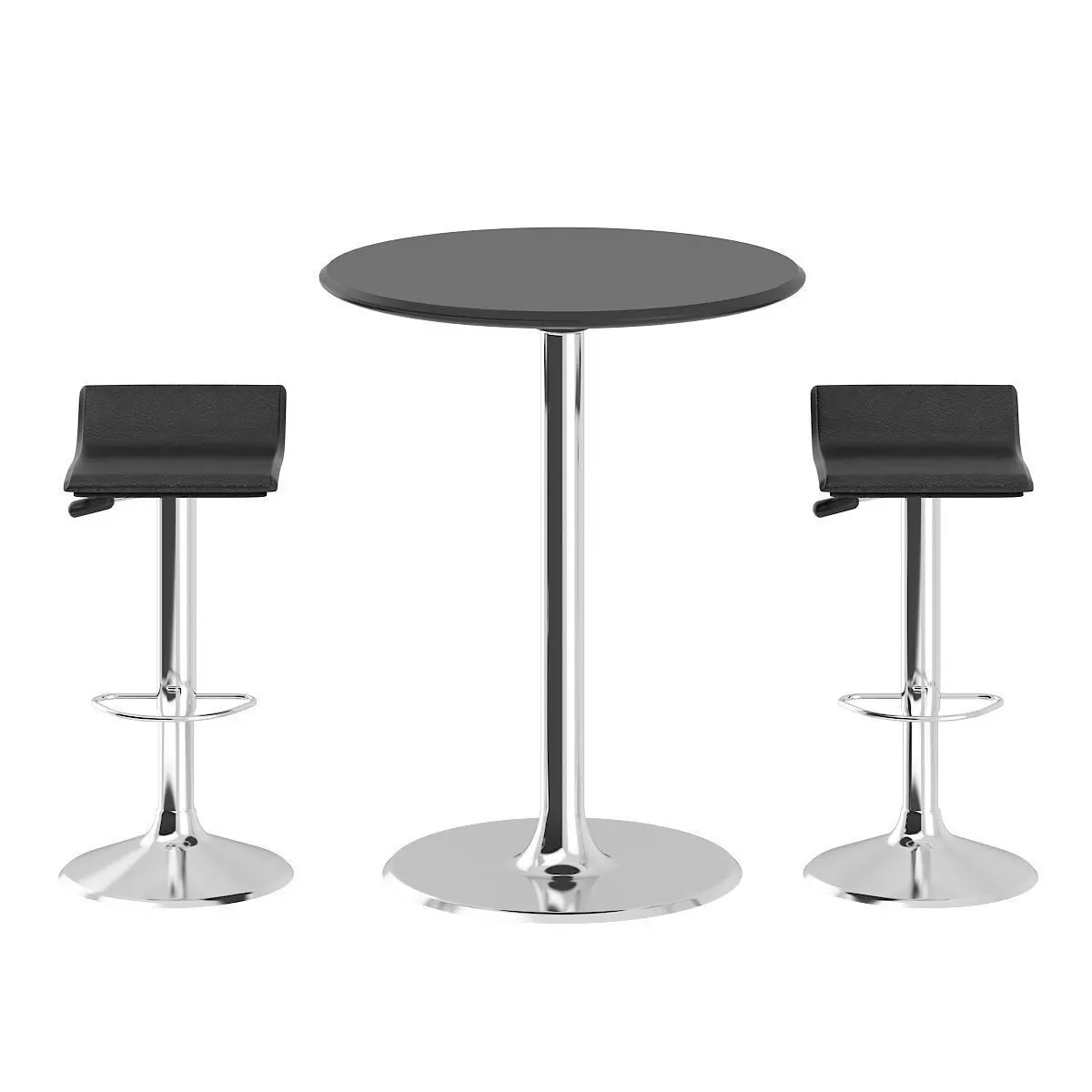 Bar Table with Stools 3D model_3