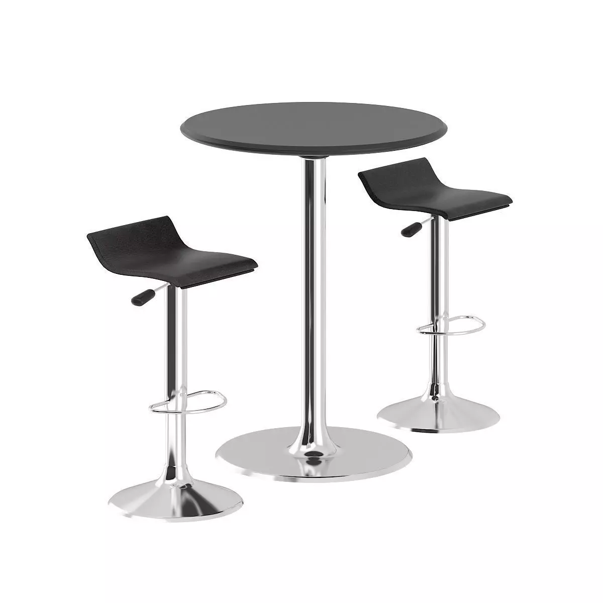 Bar Table with Stools 3D model_0