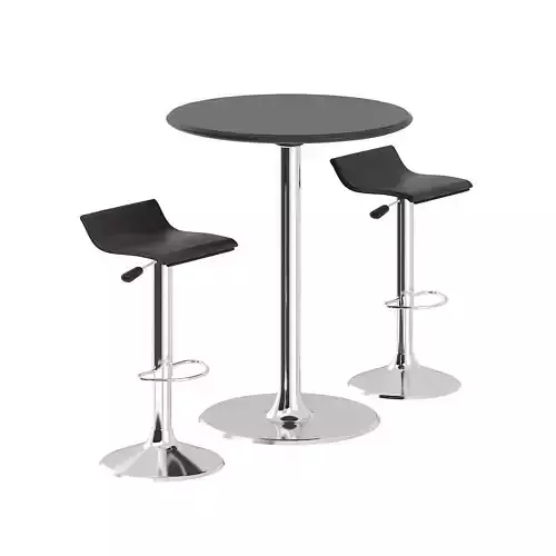 Bar Table with Stools 3D model