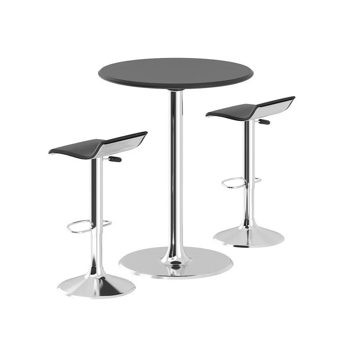 Bar Table with Stools 3D model_4