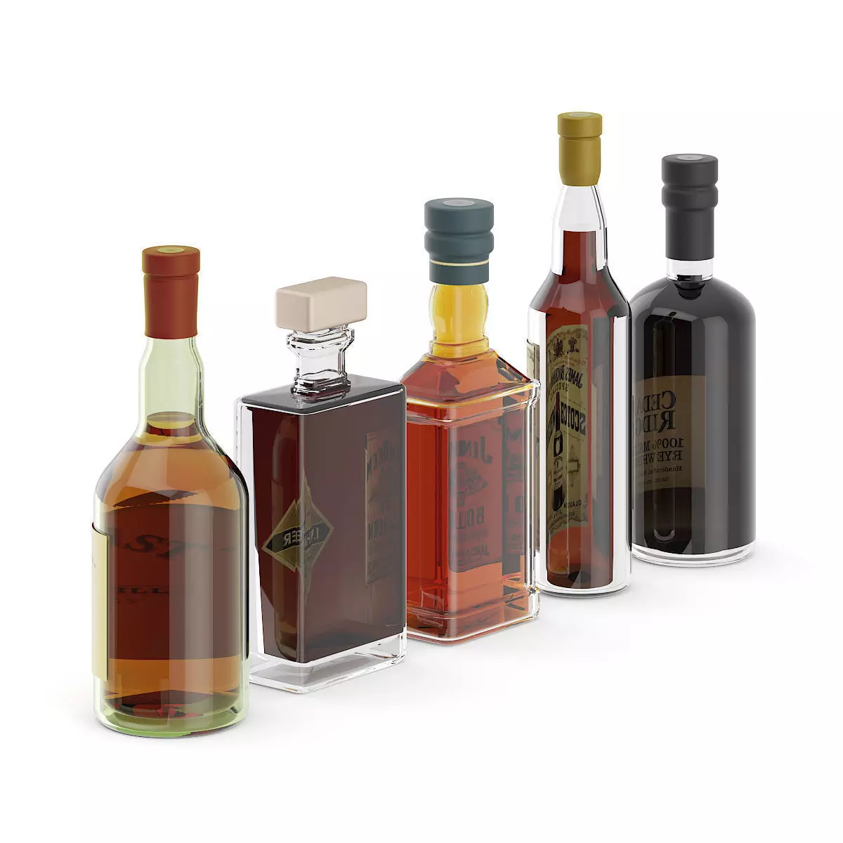 Liquor Bottles 3D model_0